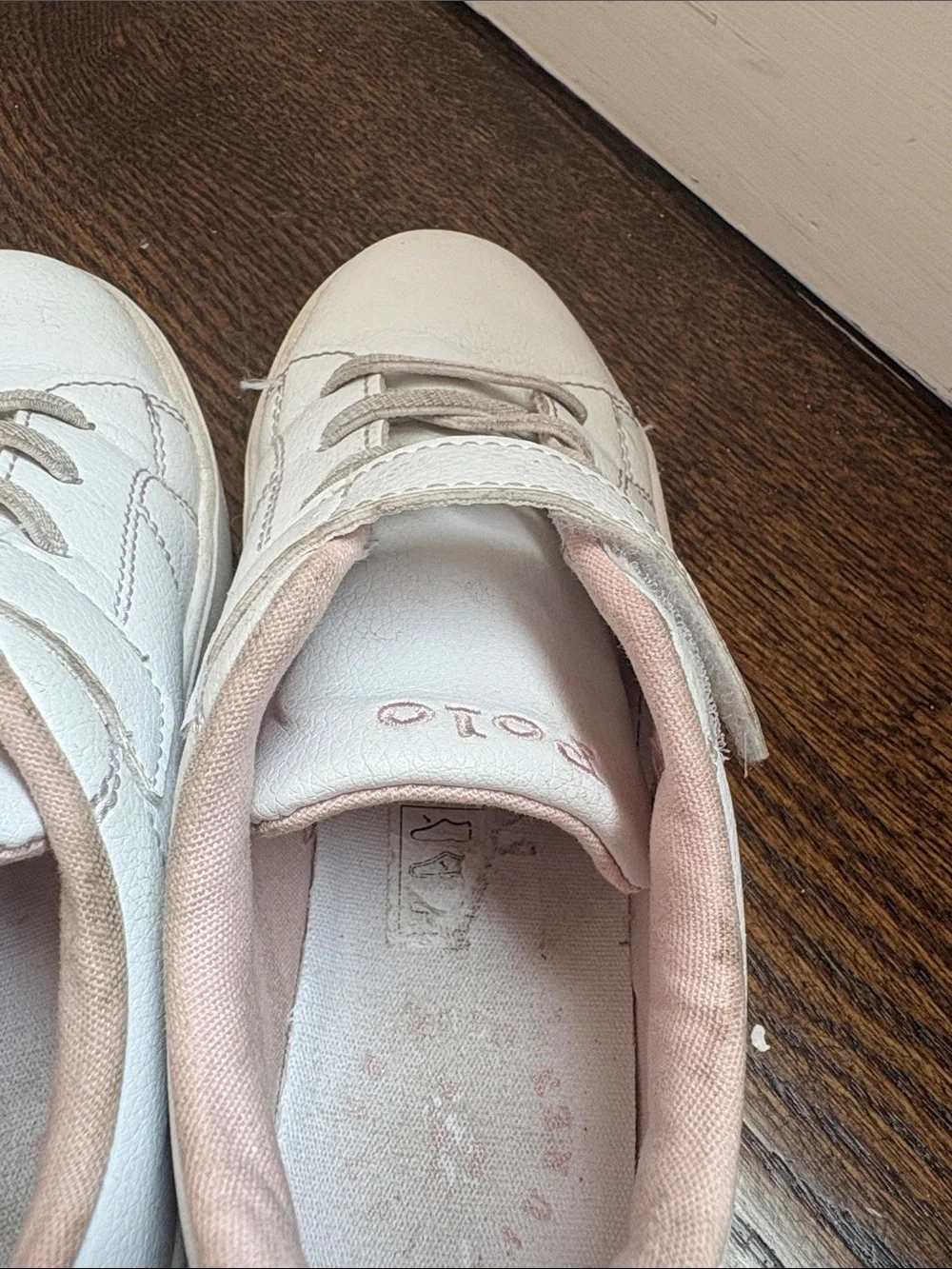 Polo by Ralph Lauren White Kids Sneakers with Light Pink Lining
